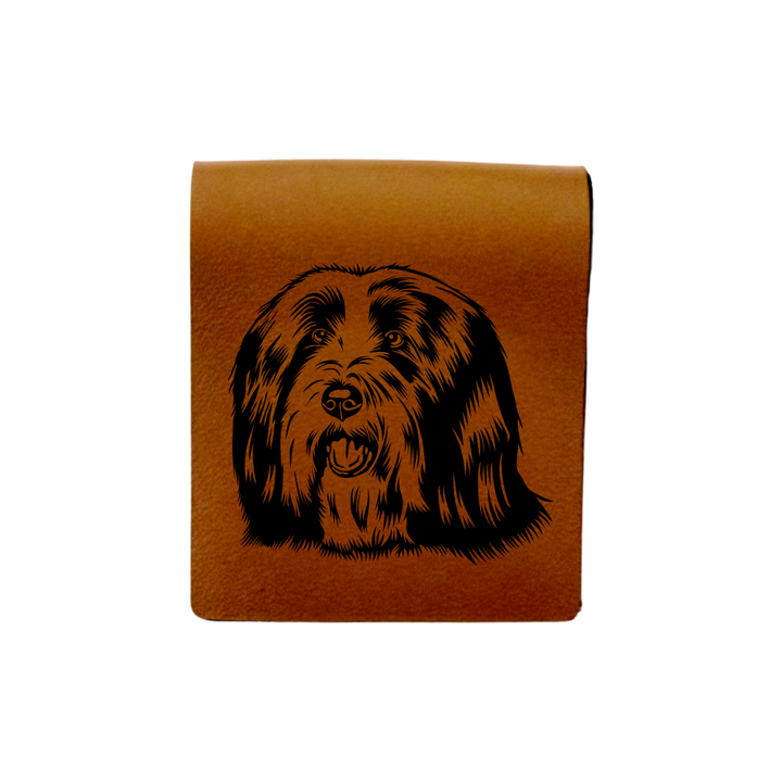 Bearded Collie Face Engraved Genuine Leather Magnetic Bookmark