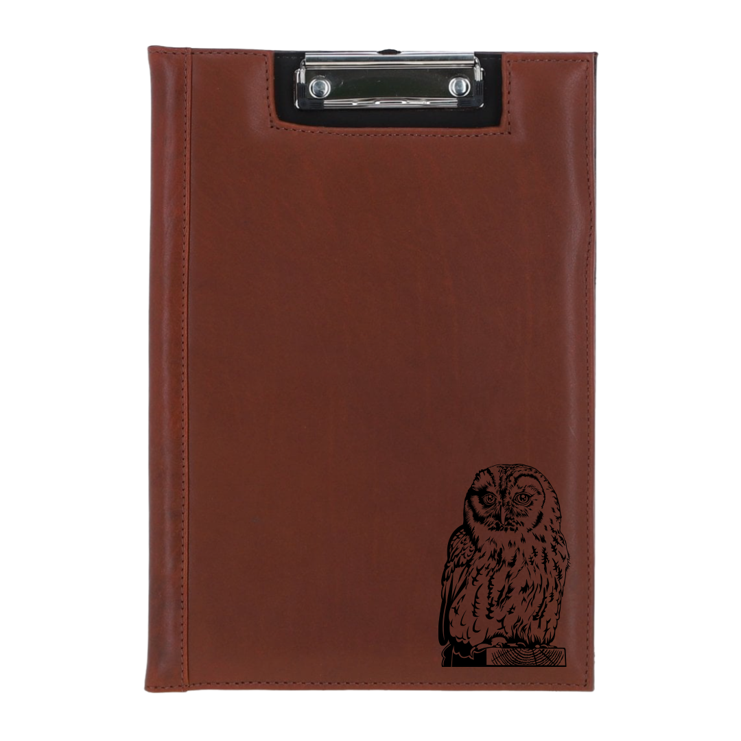 Owl Engraved Leather Clipboard