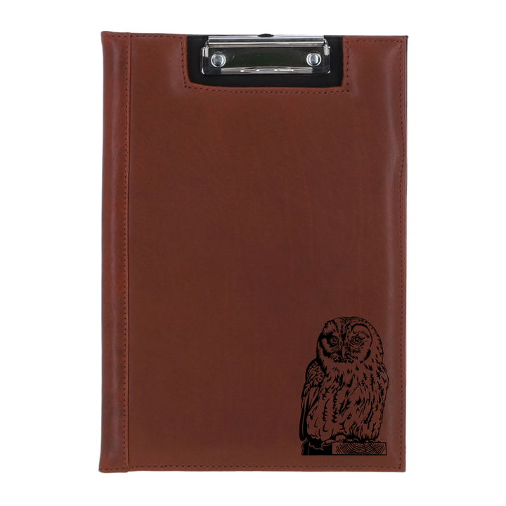 Owl Engraved Leather Clipboard