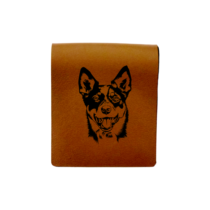Australian Cattle Dog Face Engraved Genuine Leather Magnetic Bookmark