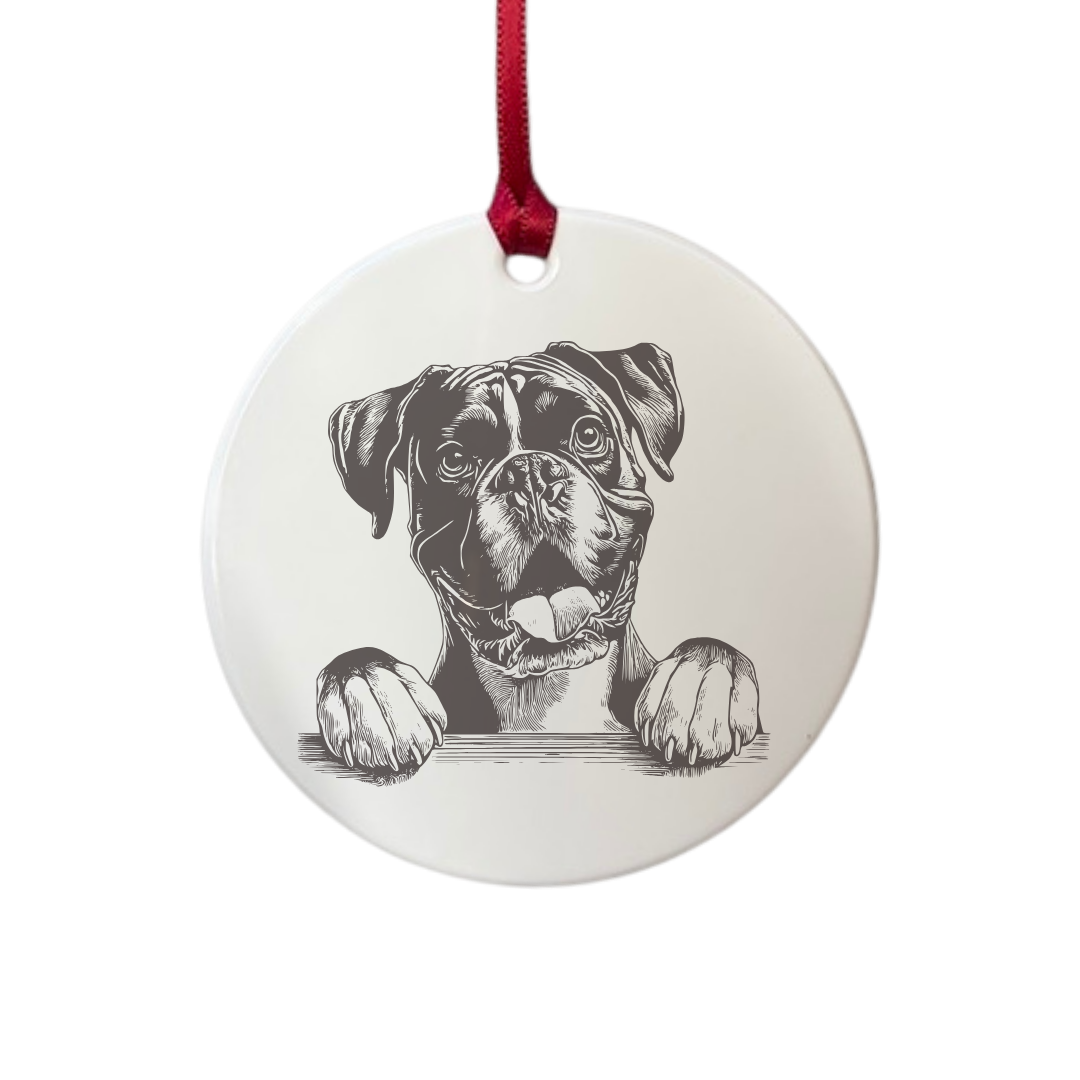 Personalised Boxer Paws Engraved White Acrylic Decoration