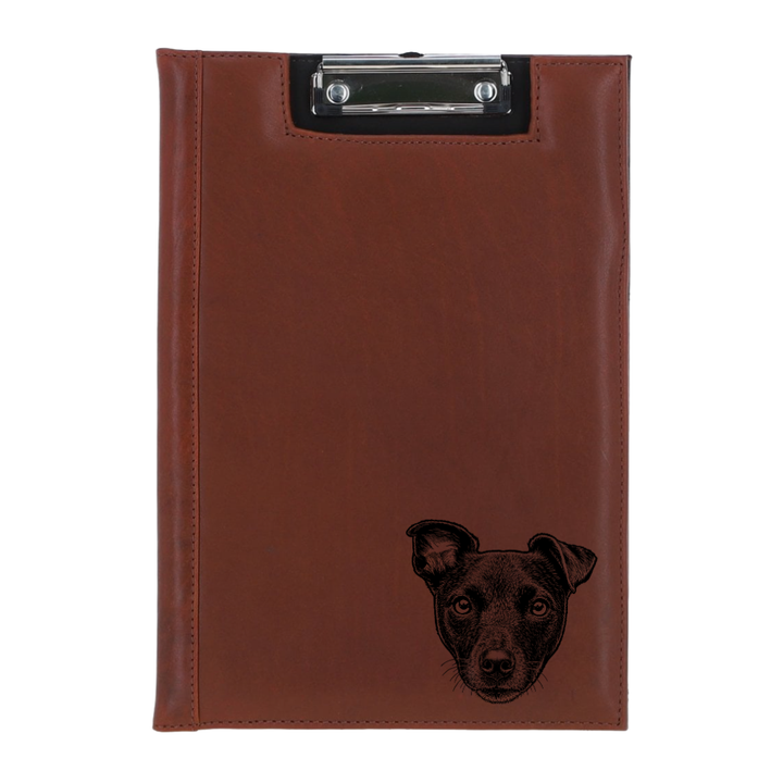 Patterdale Terrier Face Engraved Leather Clipboard