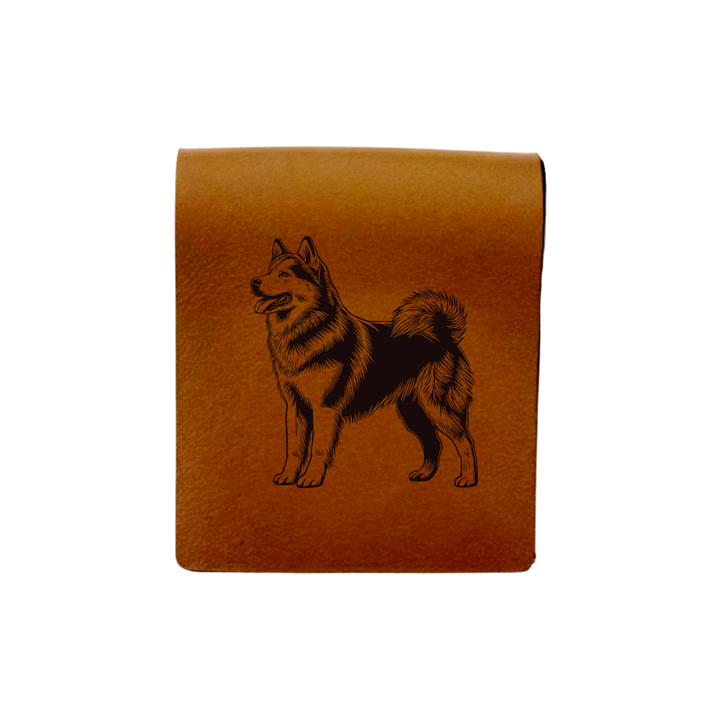 Alaskan Malamute Standing Engraved Genuine Leather Magnetic Bookmark