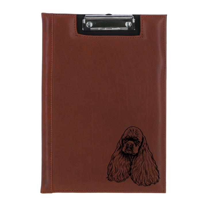 American Cocker Spaniel Face Engraved Leather Clipboard