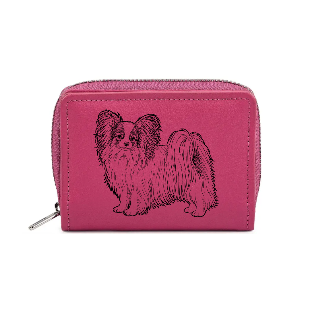 Papillon Standing Engraved Small Leather Purse (Green/Pink/Blue/Red)