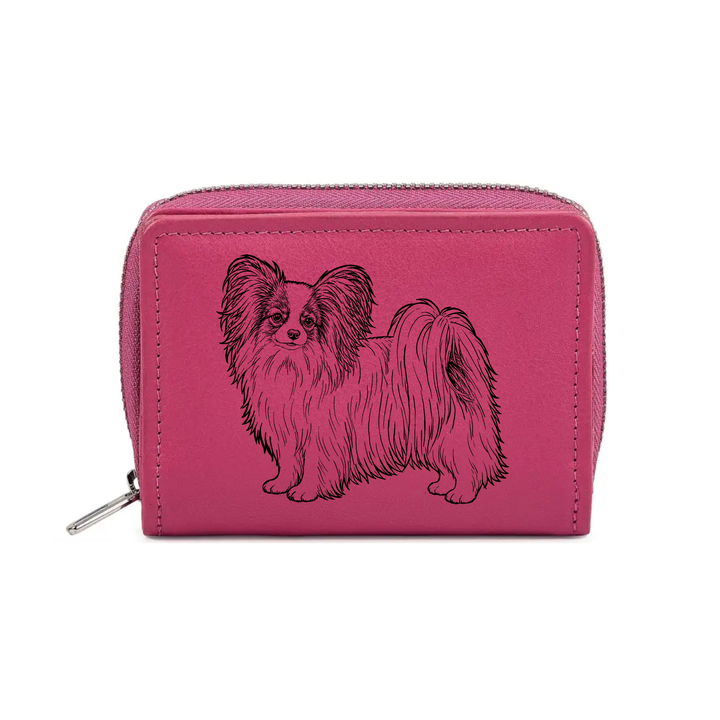 Papillon Standing Engraved Small Leather Purse (Green/Pink/Blue/Red)