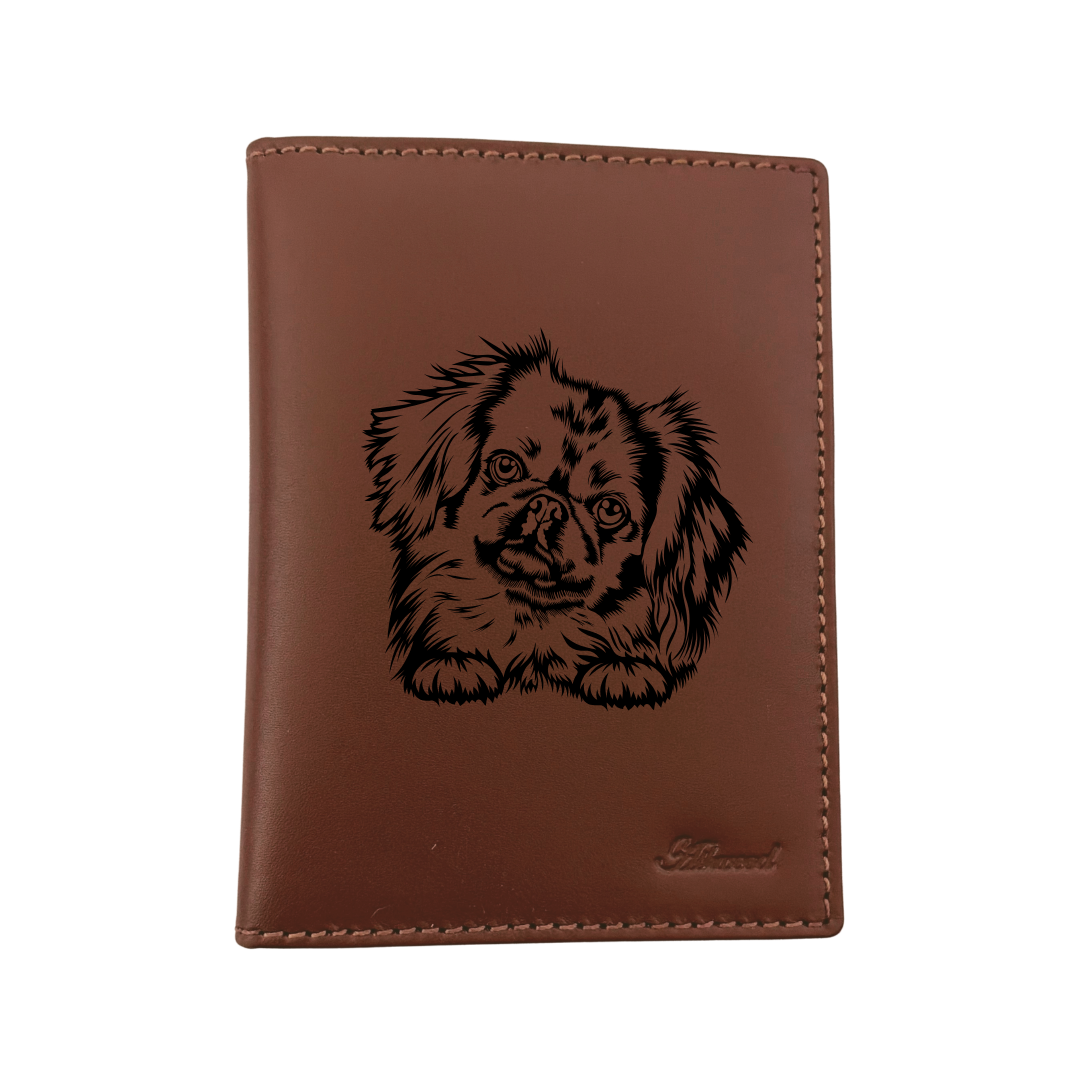 Pekingese Paws Engraved Leather Passport Cover