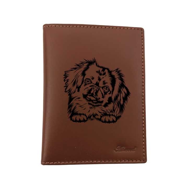 Pekingese Paws Engraved Leather Passport Cover