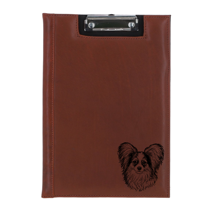 Papillon Face Engraved Leather Clipboard