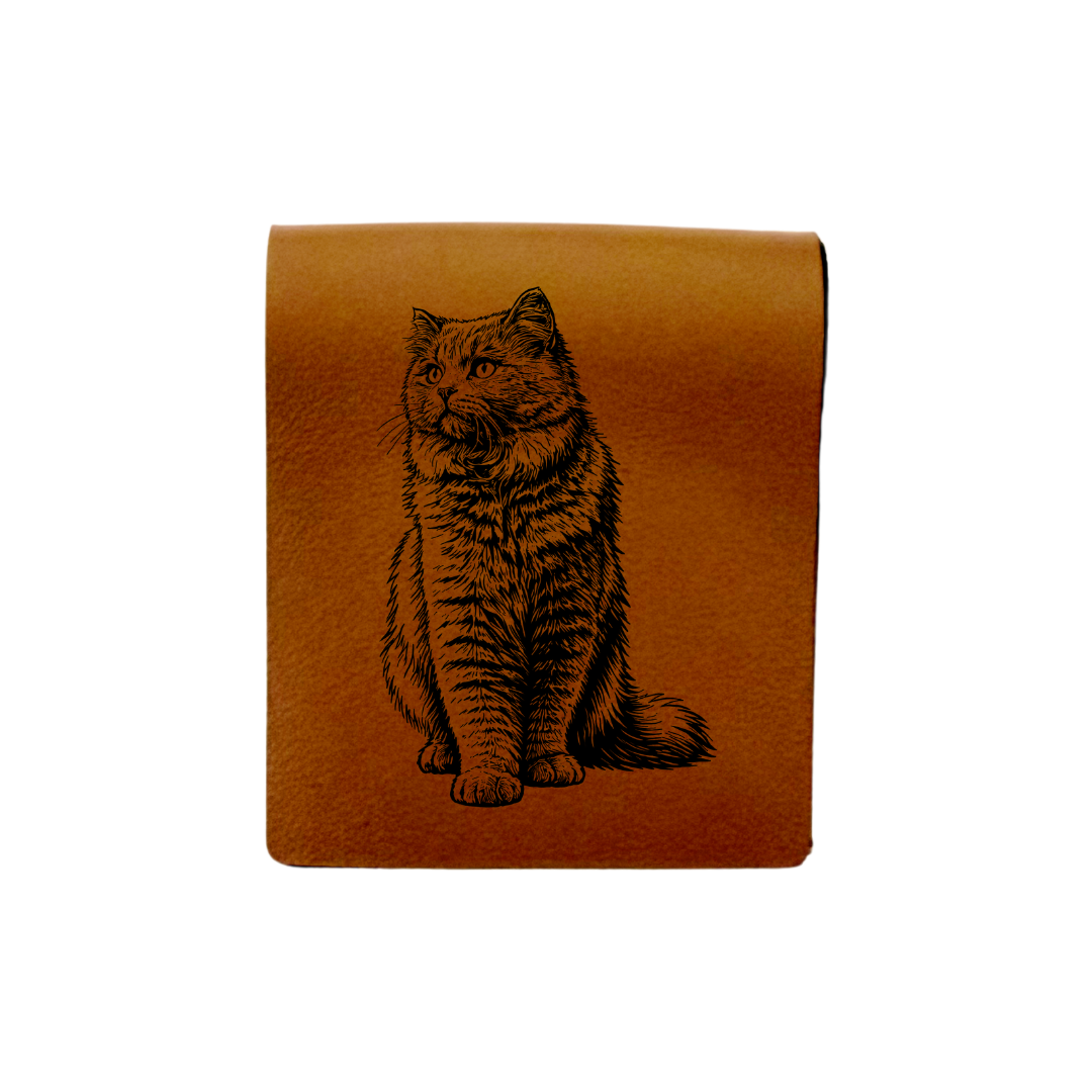 British Longhair Cat Engraved Genuine Leather Magnetic Bookmark