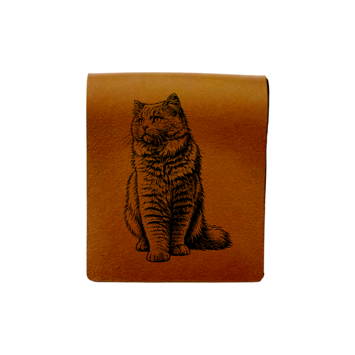 British Longhair Cat Engraved Genuine Leather Magnetic Bookmark