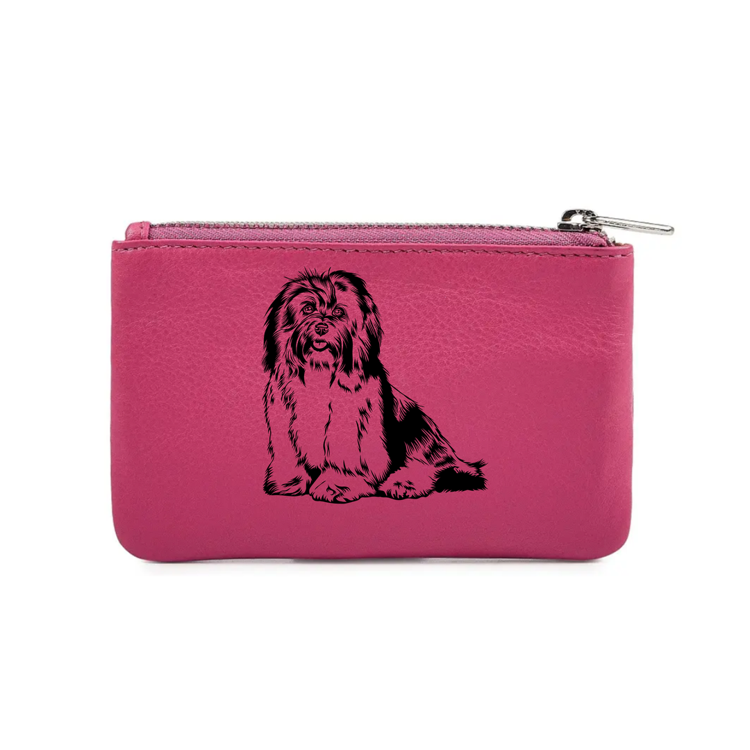 Havanese Engraved Genuine Leather Coin Purse (Multiple Colour Options)