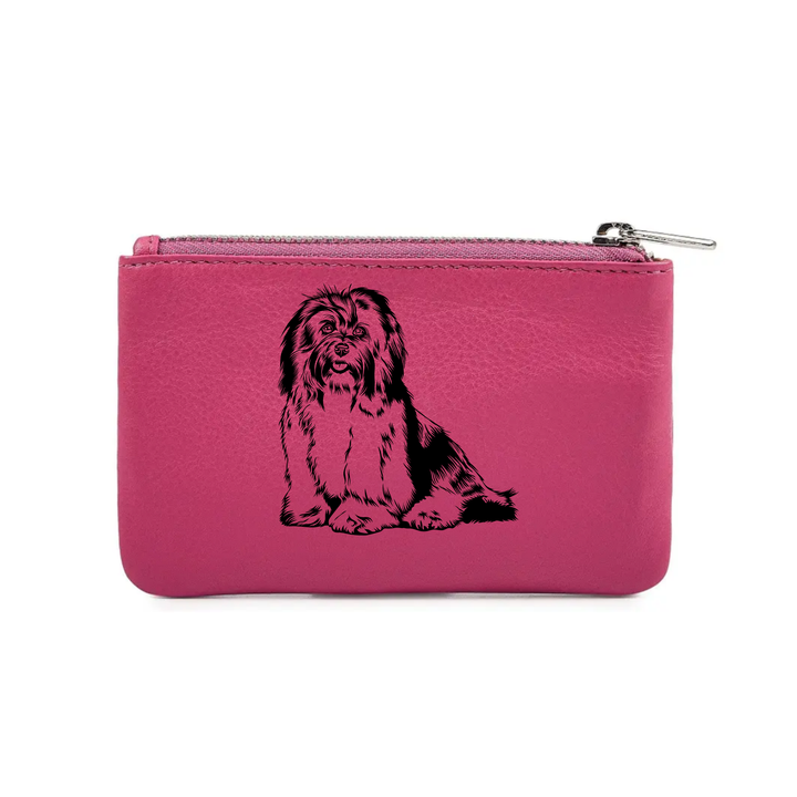 Havanese Engraved Genuine Leather Coin Purse (Multiple Colour Options)