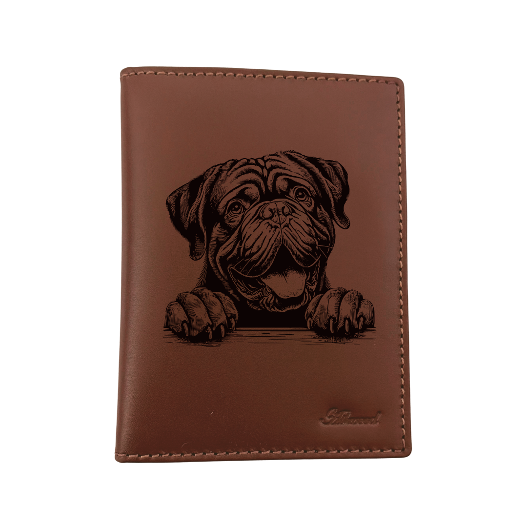 Dogue De Bordeaux Paws Engraved Leather Passport Cover