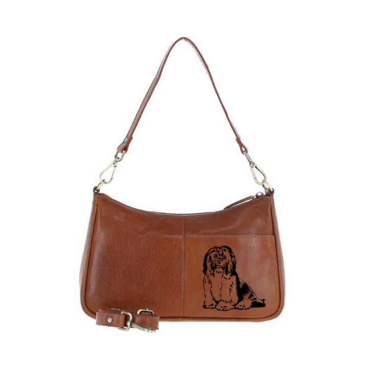 Havanese Engraved Genuine Leather Shoulder Bag