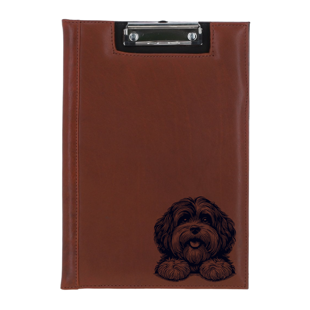Havanese Paws Engraved Leather Clipboard