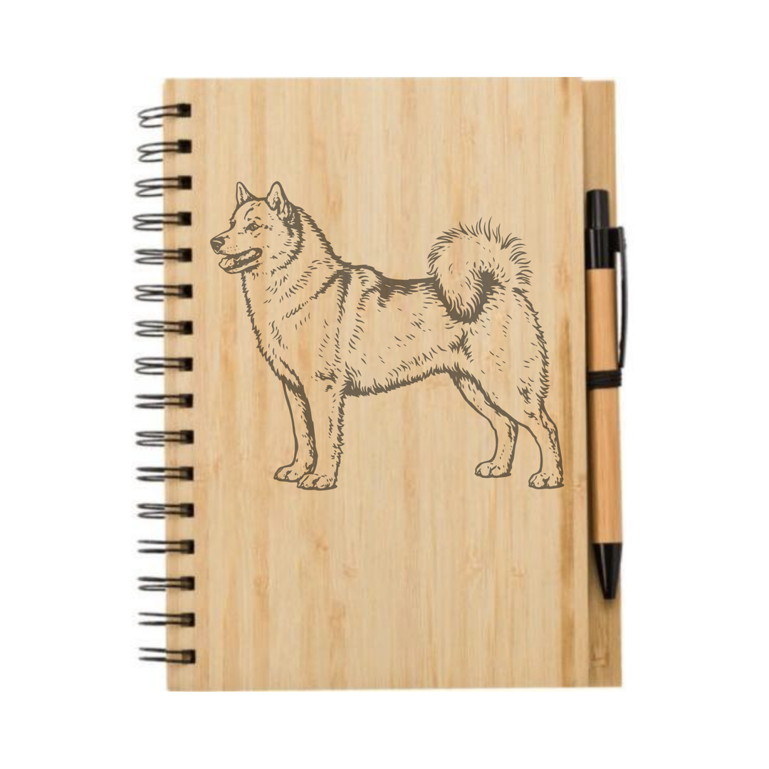 Finnish Spitz Standing Illustration Engraved Notebook