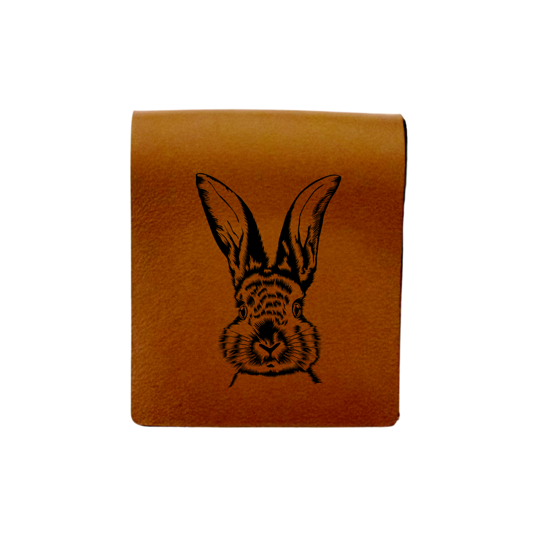 Hare Engraved Genuine Leather Magnetic Bookmark
