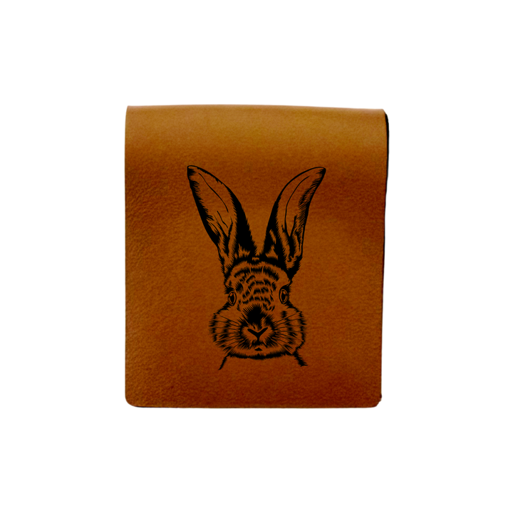 Hare Engraved Genuine Leather Magnetic Bookmark