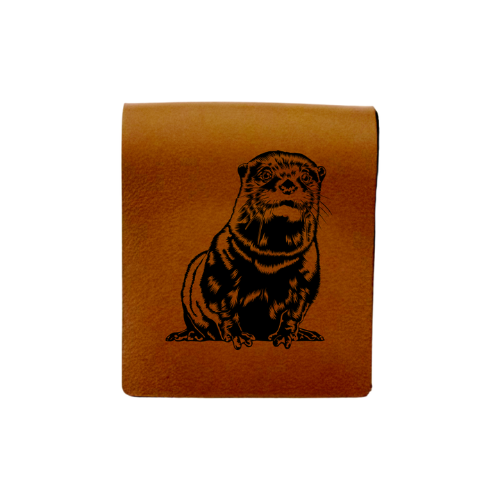 Otter Engraved Genuine Leather Magnetic Bookmark