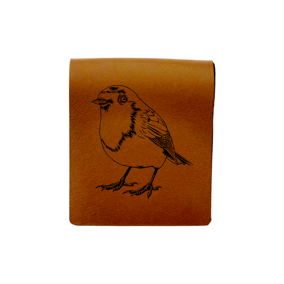 Robin Engraved Genuine Leather Magnetic Bookmark
