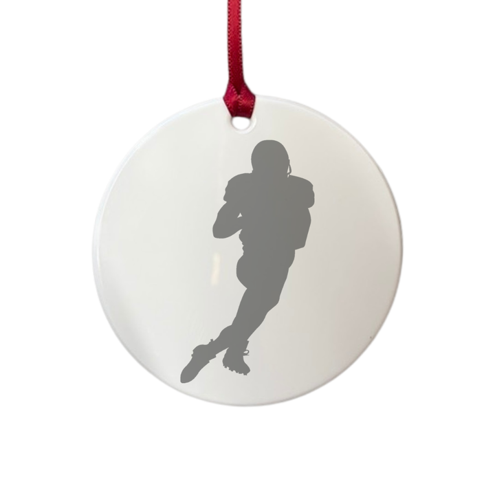 Personalised American Football Player Sports Silhouette Engraved White Acrylic Decoration