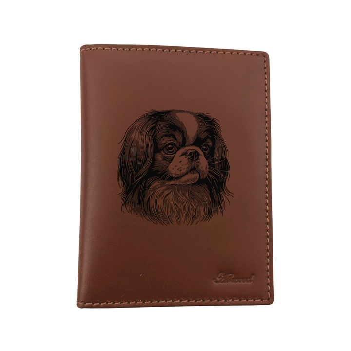 Japanese Chin Face Engraved Leather Passport Cover