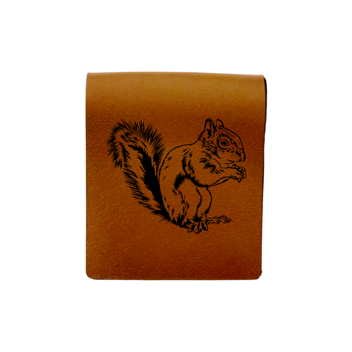 Squirrel Engraved Genuine Leather Magnetic Bookmark