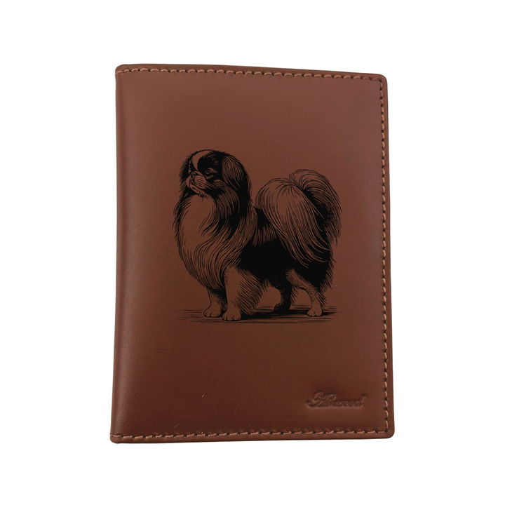 Japanese Chin Standing Engraved Leather Passport Cover