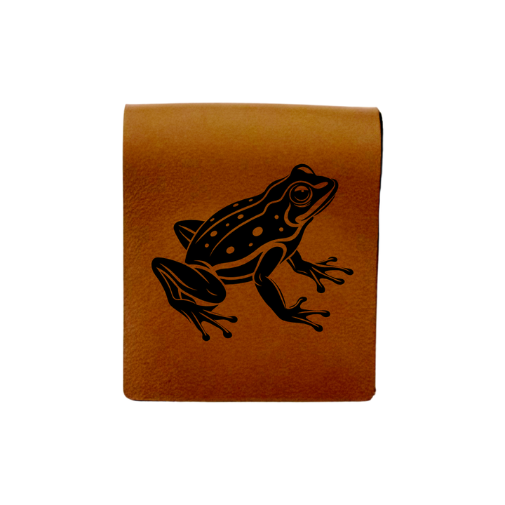 Frog Engraved Genuine Leather Magnetic Bookmark