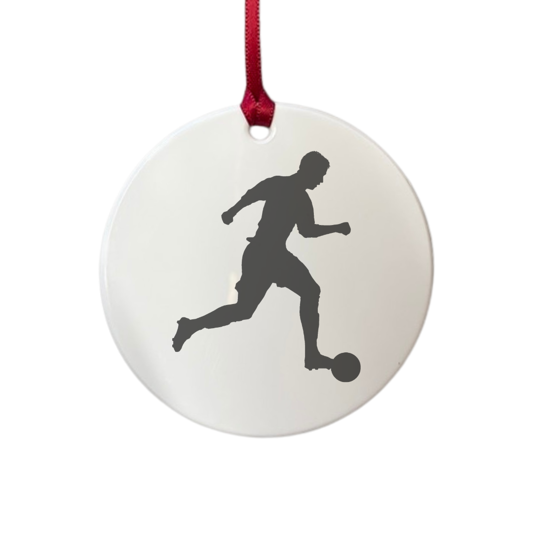 Personalised Football Player Sports Silhouette Engraved White Acrylic Decoration