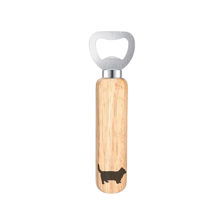 Munchkin Cat Engraved Wooden Bottle Opener