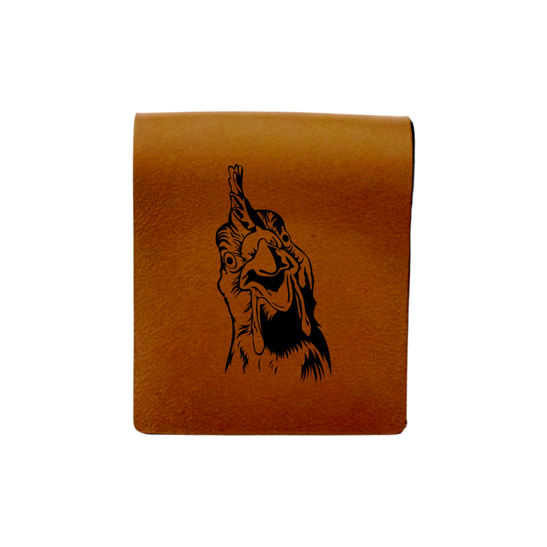 Chicken Engraved Genuine Leather Magnetic Bookmark