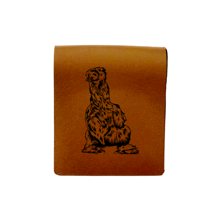 Silkie Chicken Engraved Genuine Leather Magnetic Bookmark