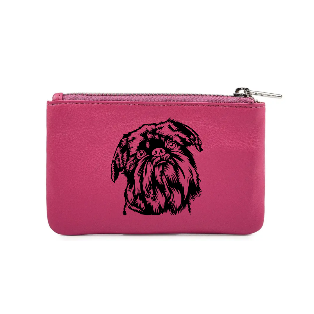 Griffon Bruxellois Engraved Genuine Leather Coin Purse (Multiple Colour Options)