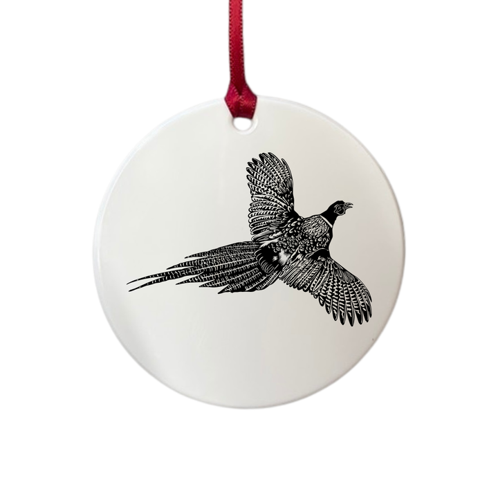 Personalised Pheasant Engraved White Acrylic Decoration