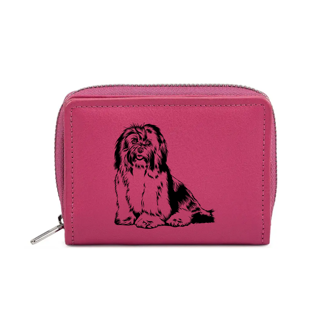 Havanese Engraved Small Leather Purse (Green/Pink/Blue/Red)