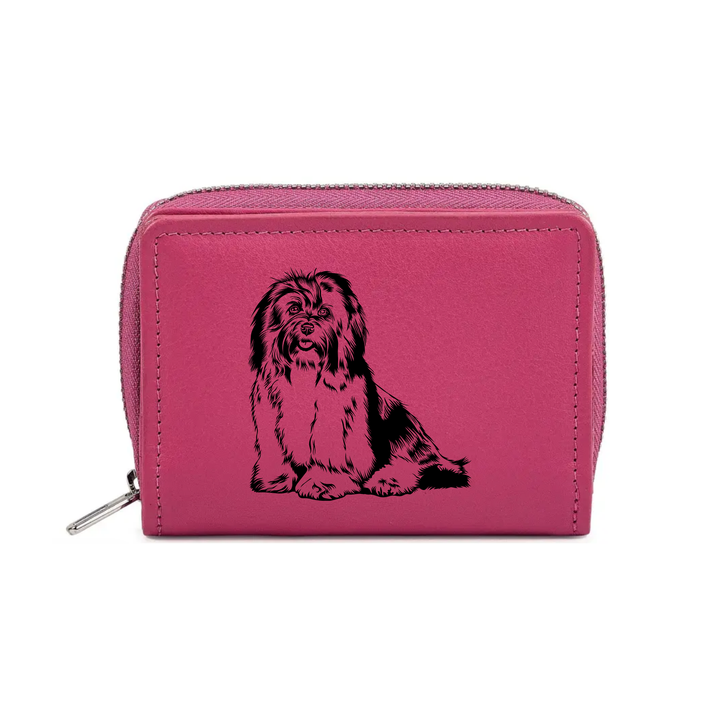 Havanese Engraved Small Leather Purse (Green/Pink/Blue/Red)