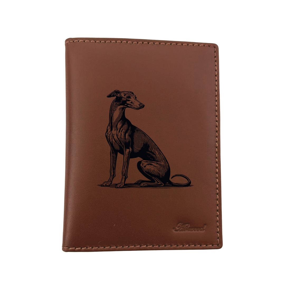 Italian Greyhound Sitting Engraved Leather Passport Cover