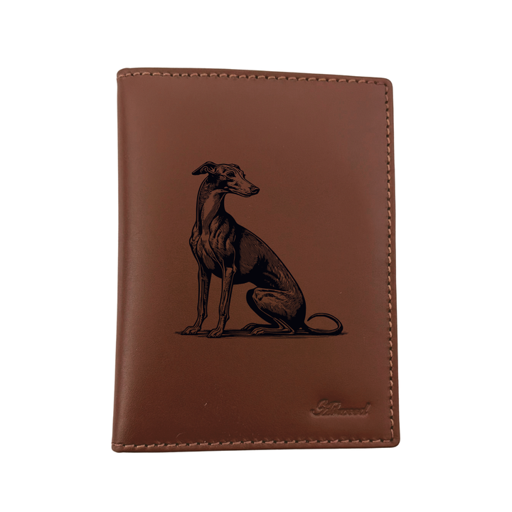 Italian Greyhound Sitting Engraved Leather Passport Cover