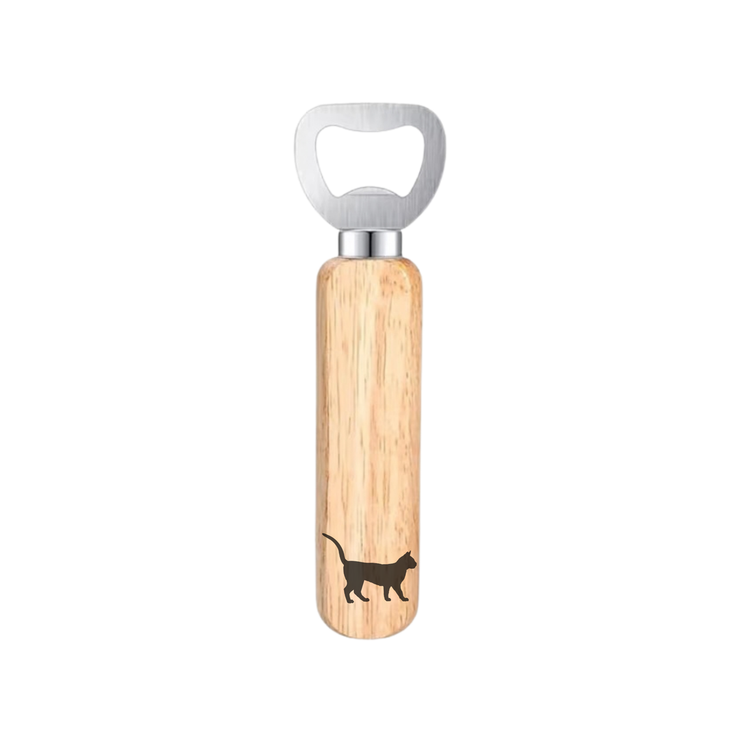 Bengal Cat Silhouette Engraved Wooden Bottle Opener