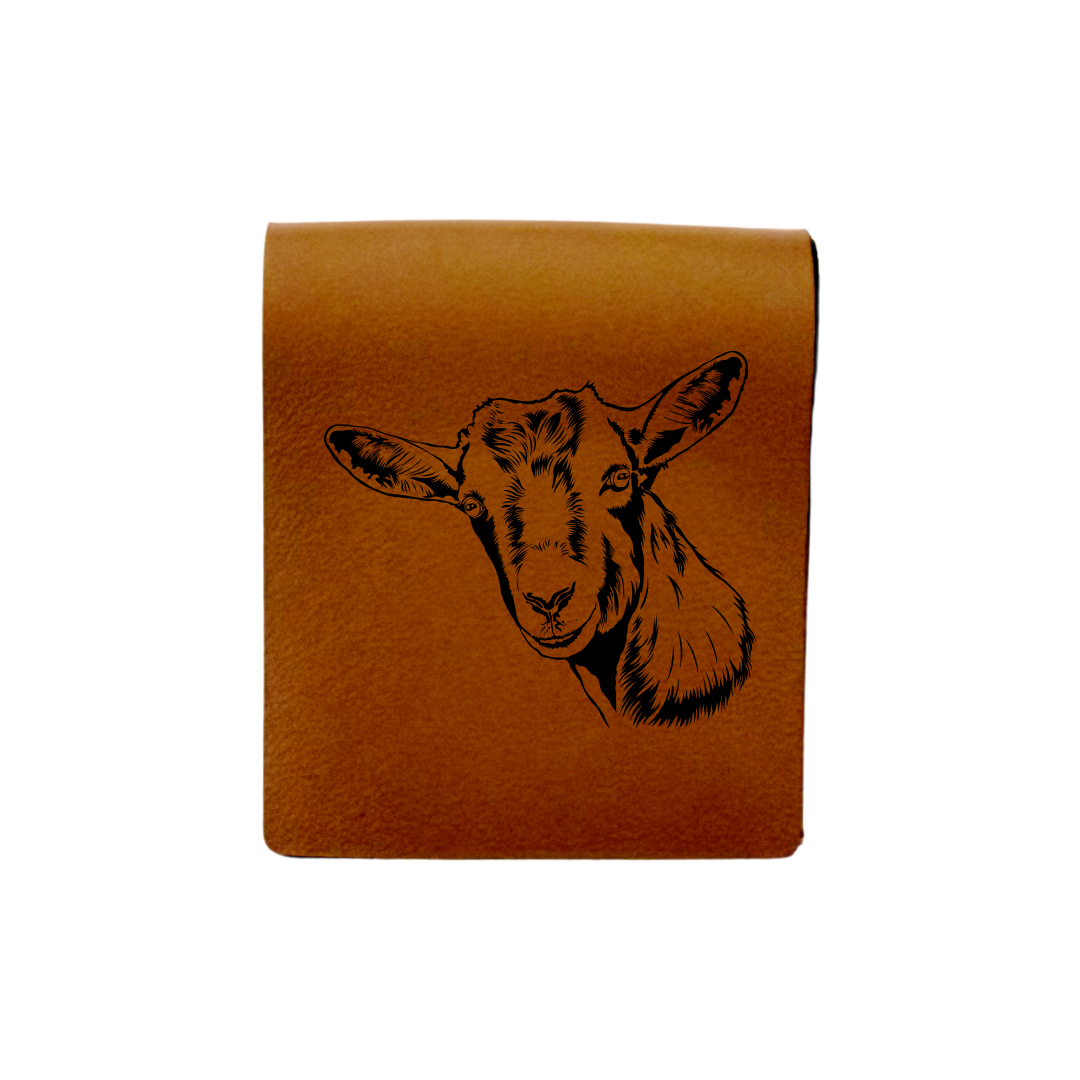 Goat Engraved Genuine Leather Magnetic Bookmark