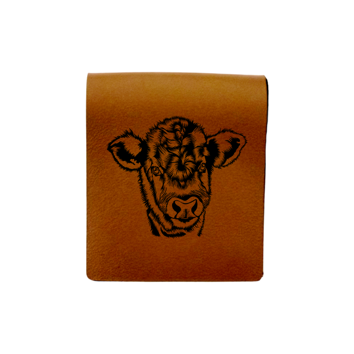 Cow Engraved Genuine Leather Magnetic Bookmark