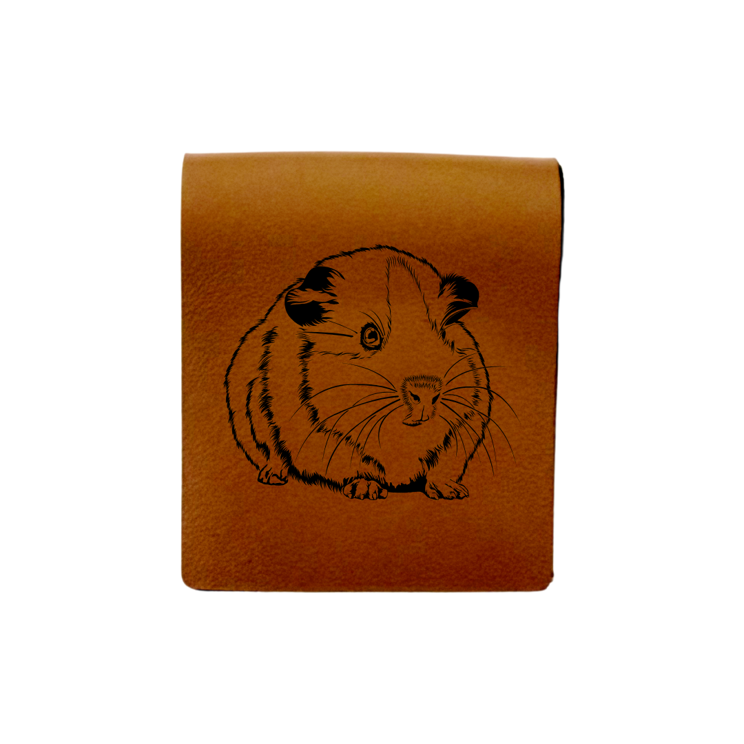 Guinea Pig Engraved Genuine Leather Magnetic Bookmark