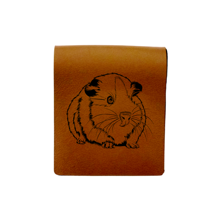 Guinea Pig Engraved Genuine Leather Magnetic Bookmark