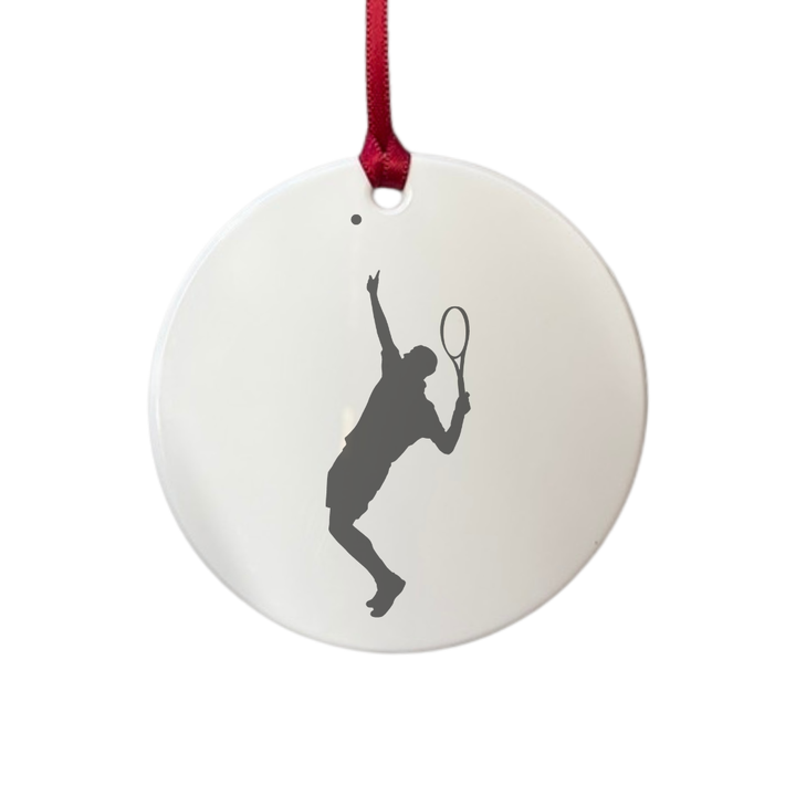Personalised Male Tennis Player Sports Silhouette Engraved White Acrylic Decoration