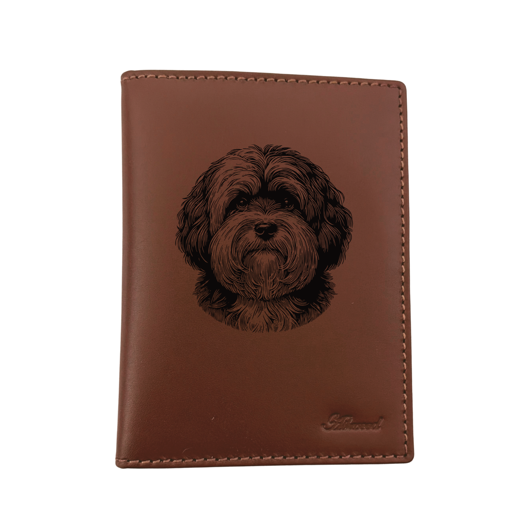 Havanese Face Engraved Leather Passport Cover