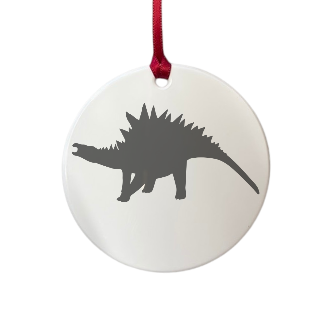 Personalised Stegosaurus Dinosaur Engraved White Acrylic Decoration