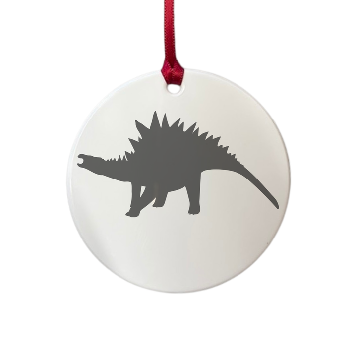 Personalised Stegosaurus Dinosaur Engraved White Acrylic Decoration