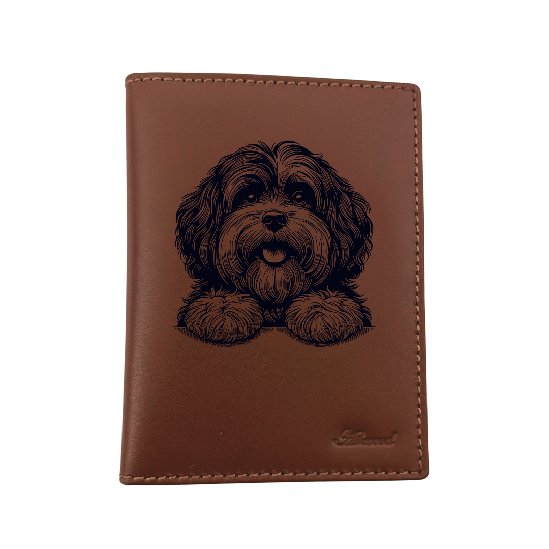 Havanese Paws Engraved Leather Passport Cover